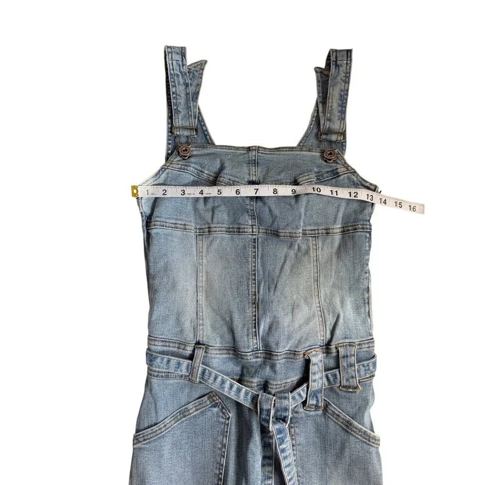 Hot Kiss Women Size S Vintage Denim Jumpsuit Belt One-Piece 90s Y2K Stretch Blue - Picture 4 of 7